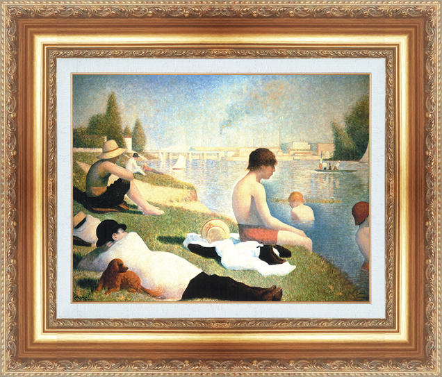 複製絵画 額装品 世界の名画 ジョルジュ・スーラ 「アスニエールの水浴」 サイズ 6号拍卖