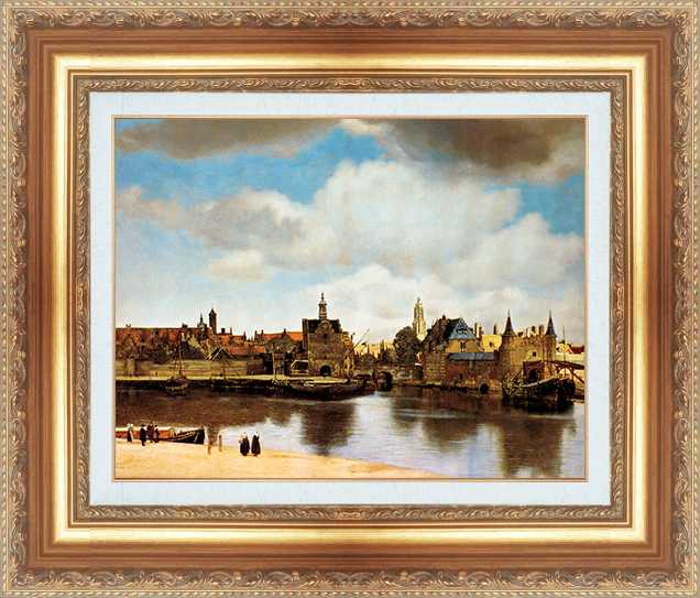 複製絵画 額装品 世界の名画 ヨハネス・フェルメール 「 デルフトの眺望 」 サイズ 10号拍卖