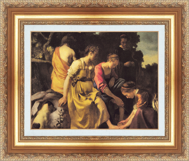 複製絵画 額装品 世界の名画 ヨハネス・フェルメール 「 ダイアナとニンフ 」 サイズ 10号拍卖