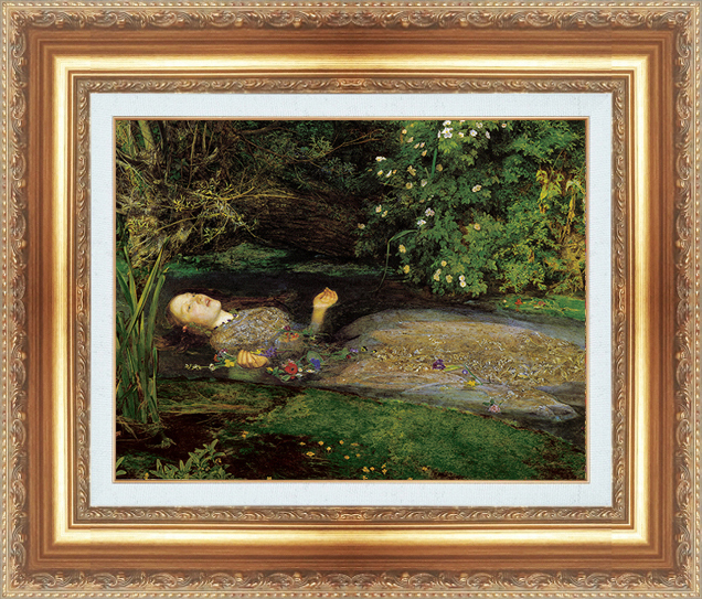 複製絵画 額装品 世界の名画 ジョン・エヴァレット・ミレー 「 オフィリア 」 サイズ 3号拍卖