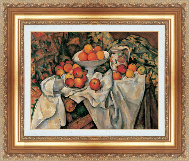 複製絵画 額装品 世界の名画 ポール・セザンヌ 「 リンゴとオレンジのある静物 」 サイズ 8号拍卖