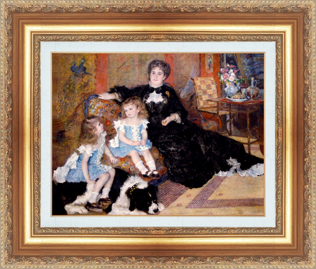 複製絵画 額装品 世界の名画 ピエール・オーギュスト・ルノワール 「 シャルパンティの妻と子供たち 」 サイズ 10号拍卖