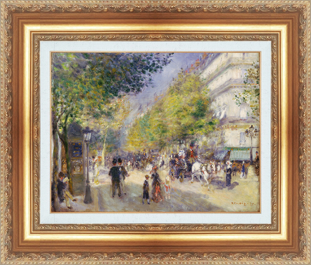 複製絵画 額装品 世界の名画 ピエール・オーギュスト・ルノワール 「 グラン・ブルヴァール 」 サイズ 15号拍卖