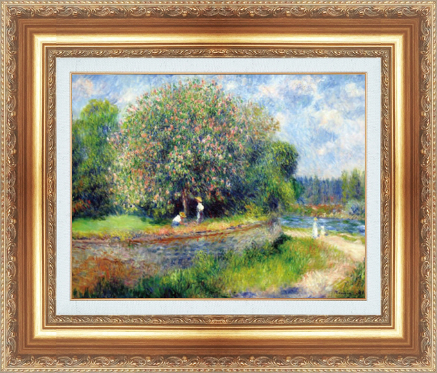 複製絵画 額装品 世界の名画 ピエール・オーギュスト・ルノワール 「 花咲くマロニエ 」 サイズ 10号拍卖