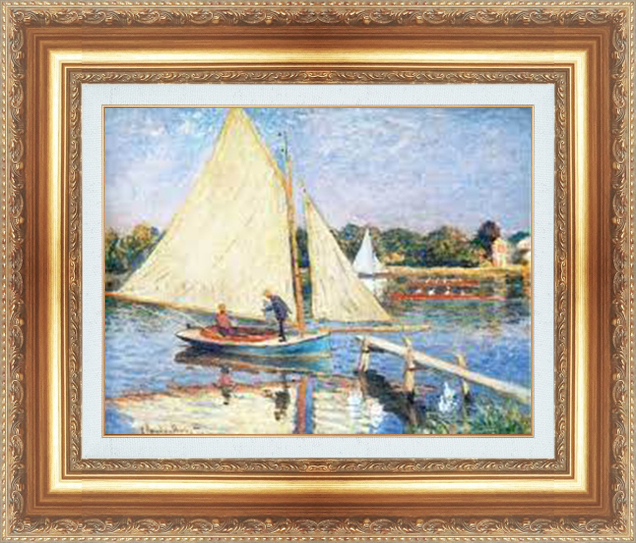 複製絵画 額装品 世界の名画 ピエール・オーギュスト・ルノワール 「 アルジャントゥイユの帆船 」 サイズ 3号拍卖