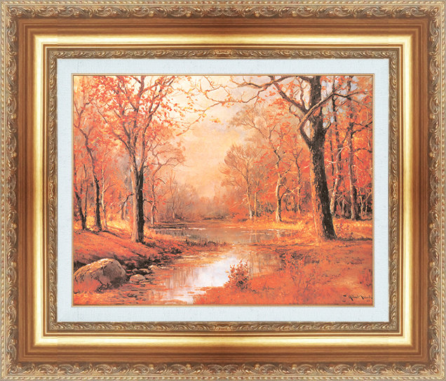 複製絵画 額装品 世界の名画 ロバート・ウッド 「 10月の朝 」 サイズ 8号拍卖