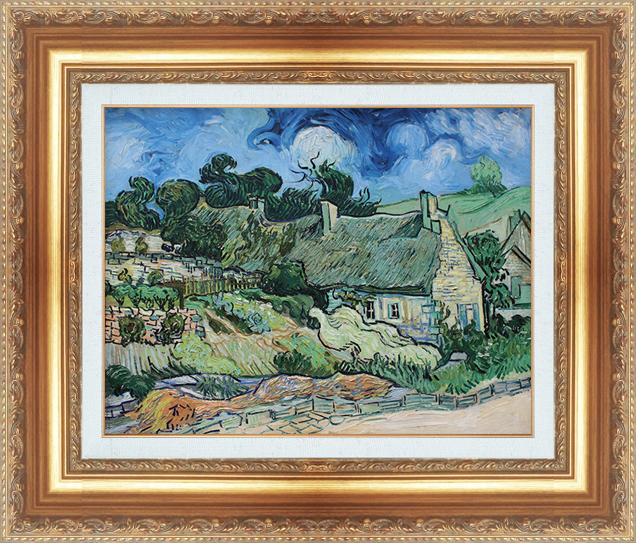 複製絵画 額装品 世界の名画 ヴィンセント・ヴァン・ゴッホ 「 コルドビルの茅葺き家 」 サイズ 15号拍卖