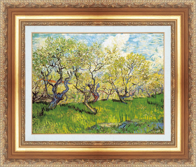 複製絵画 額装品 世界の名画 ヴィンセント・ヴァン・ゴッホ 「 花咲く果樹園 」 サイズ 6号拍卖