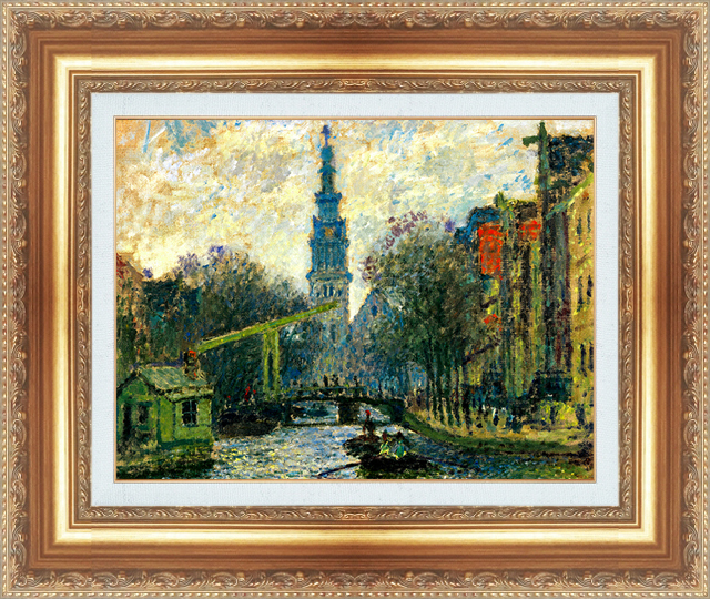 複製絵画 額装品 世界の名画 クロード・モネ 「アムステルダムの運河」 サイズ 15号拍卖