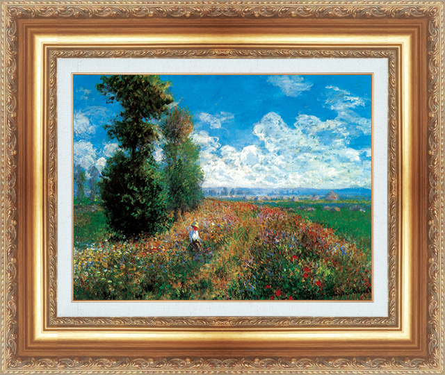 複製絵画 額装品 世界の名画 クロード・モネ 「ポプラ草原の散歩道」 サイズ 20号拍卖