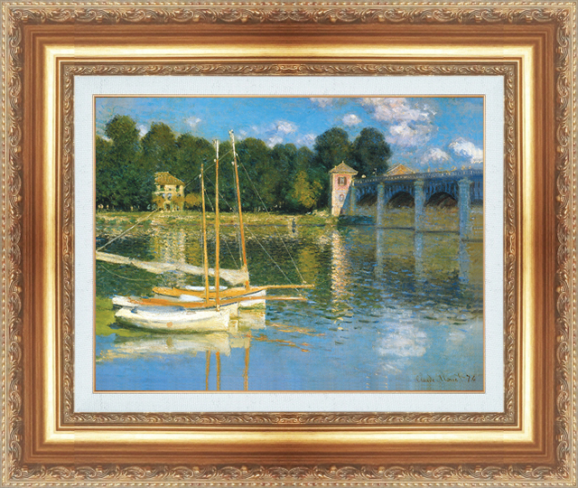 複製絵画 額装品 世界の名画 クロード・モネ 「アルジャントゥイユの橋」 サイズ 15号拍卖