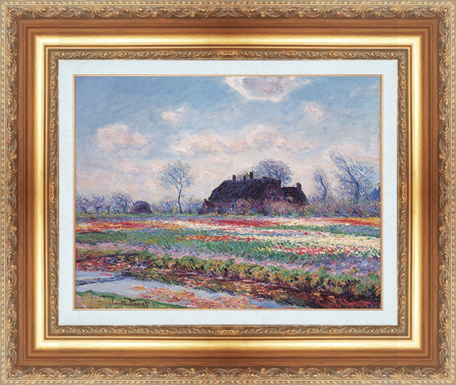 複製絵画 額装品 世界の名画 クロード・モネ 「サッセンハイムのチューリップの花畑」 サイズ 3号拍卖