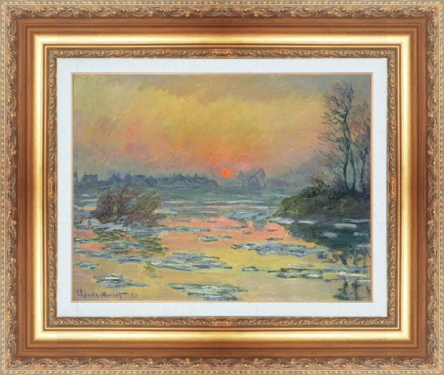 複製絵画 額装品 世界の名画 クロード・モネ 「セーヌ川の夕日」 サイズ 8号拍卖