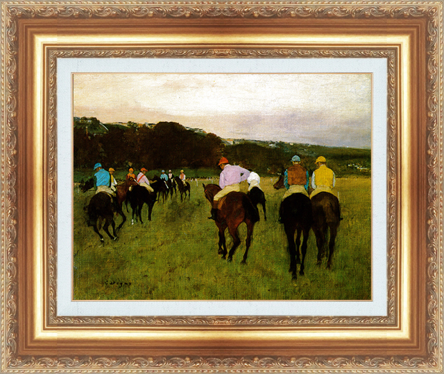 複製絵画 額装品 世界の名画 エドガー・ドガ 「ロングシャムの競走馬」 サイズ 3号拍卖