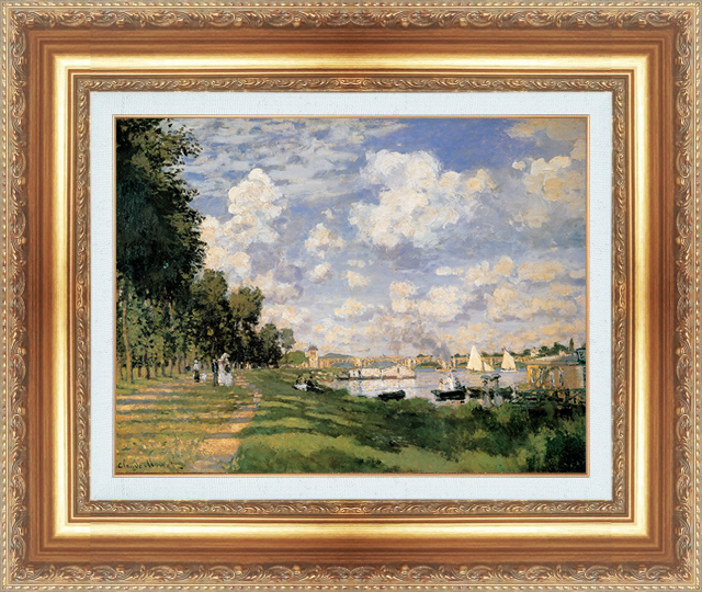複製絵画 額装品 世界の名画 クロード・モネ 「アルジャントゥイユのマリーナ」 サイズ 3号拍卖