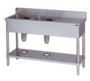 ★新品 幅1500x450x800 業務用 ステンレスシンク マルゼン BST2-154 作業台付二槽シンク 2槽シンク 流し台 店舗 厨房 ●送料込拍卖