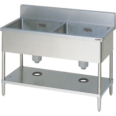 ★新品 幅1300x750x800 業務用ステンレスシンク マルゼン BS2-137 二槽シンク 2槽シンク 流し台 店舗 ●送料込拍卖