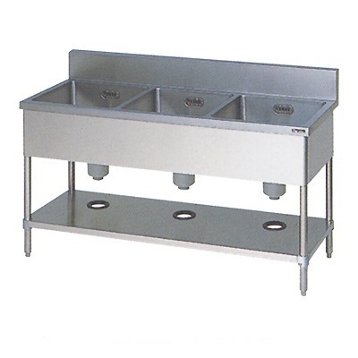 ★新品 幅1800x750x800 ステンレスシンク 三槽シンク 3槽シンク マルゼン BS3-187 店舗 厨房 流し台 ●送料込拍卖