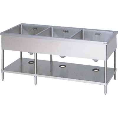 ★新品 幅1800x750x800 ステンレスシンク マルゼン BS3-187N 三槽シンク 3槽シンク 流し台 店舗 ●送料込拍卖