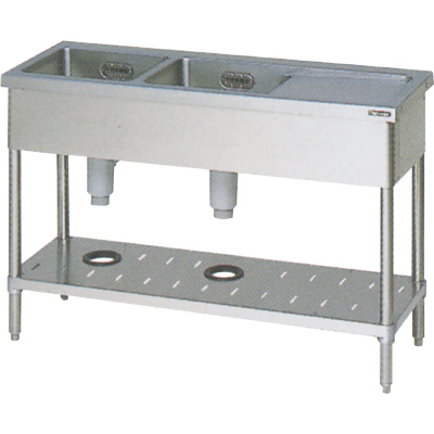 ★新品 幅1200x450x800 ステンレスシンク マルゼン BSM2-124 水切シンク 2槽シンク 二槽シンク 流し台 店舗 厨房 ●送料込拍卖