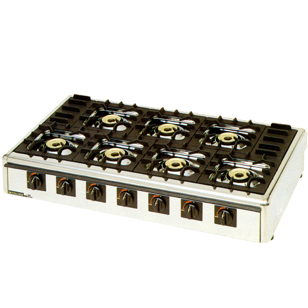 ★新品 ガステーブルコンロ マルゼン M-827C 卓上ガステーブル 7口コンロ ニュー飯城 自動点火 全面五徳 店舗 業務用 ●送料込拍卖