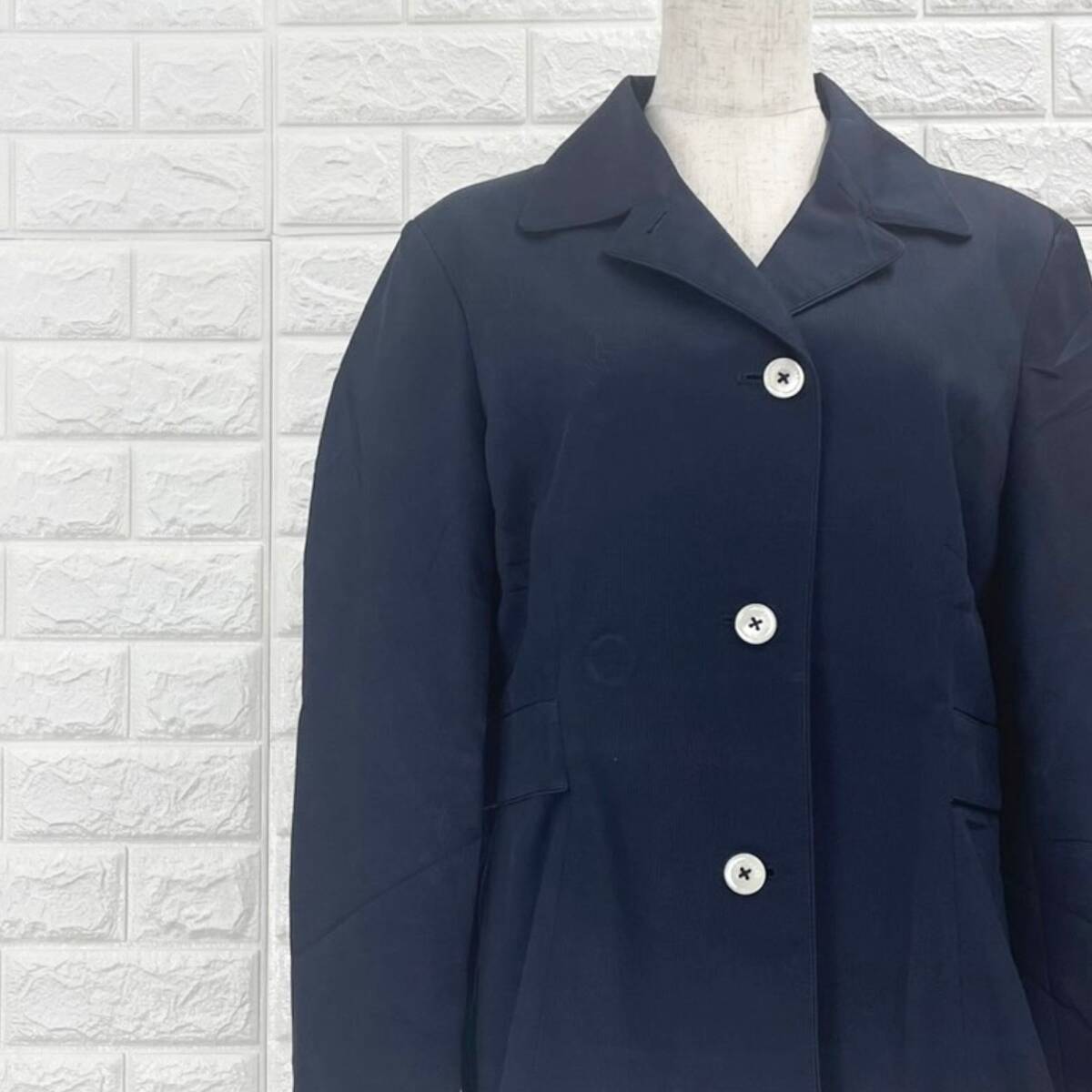 【A3600】NEWYORKER ニューヨーカー テーラードジャケット レディース 長袖 ネイビー シンプル 通勤 上品 春秋 Lサイズ拍卖