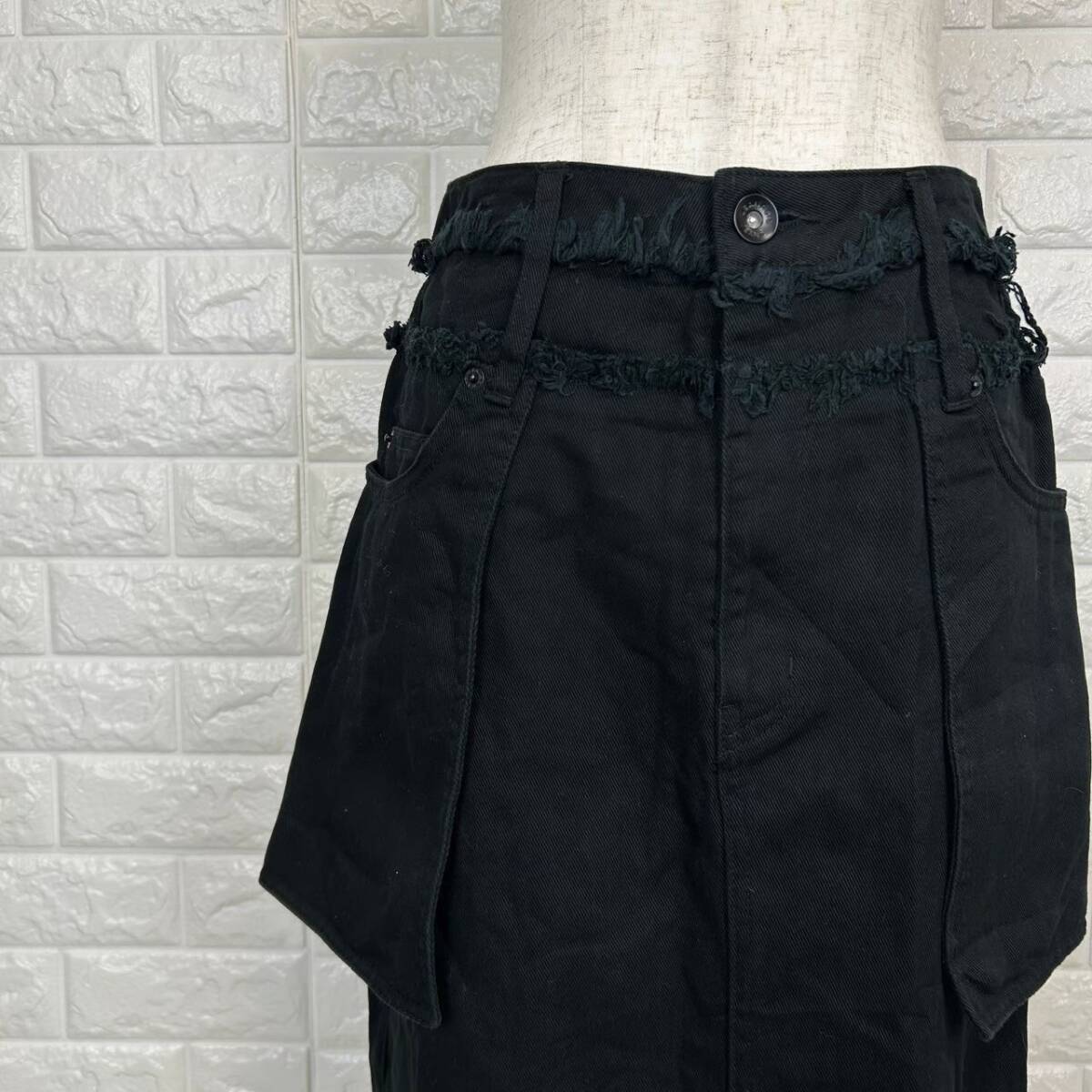 【A2966】JEANASIS ジーナシス ロングスカート レディース ブラック タイト デザインスカート 個性派 サイドポケット付き モード系 Mサイズ拍卖