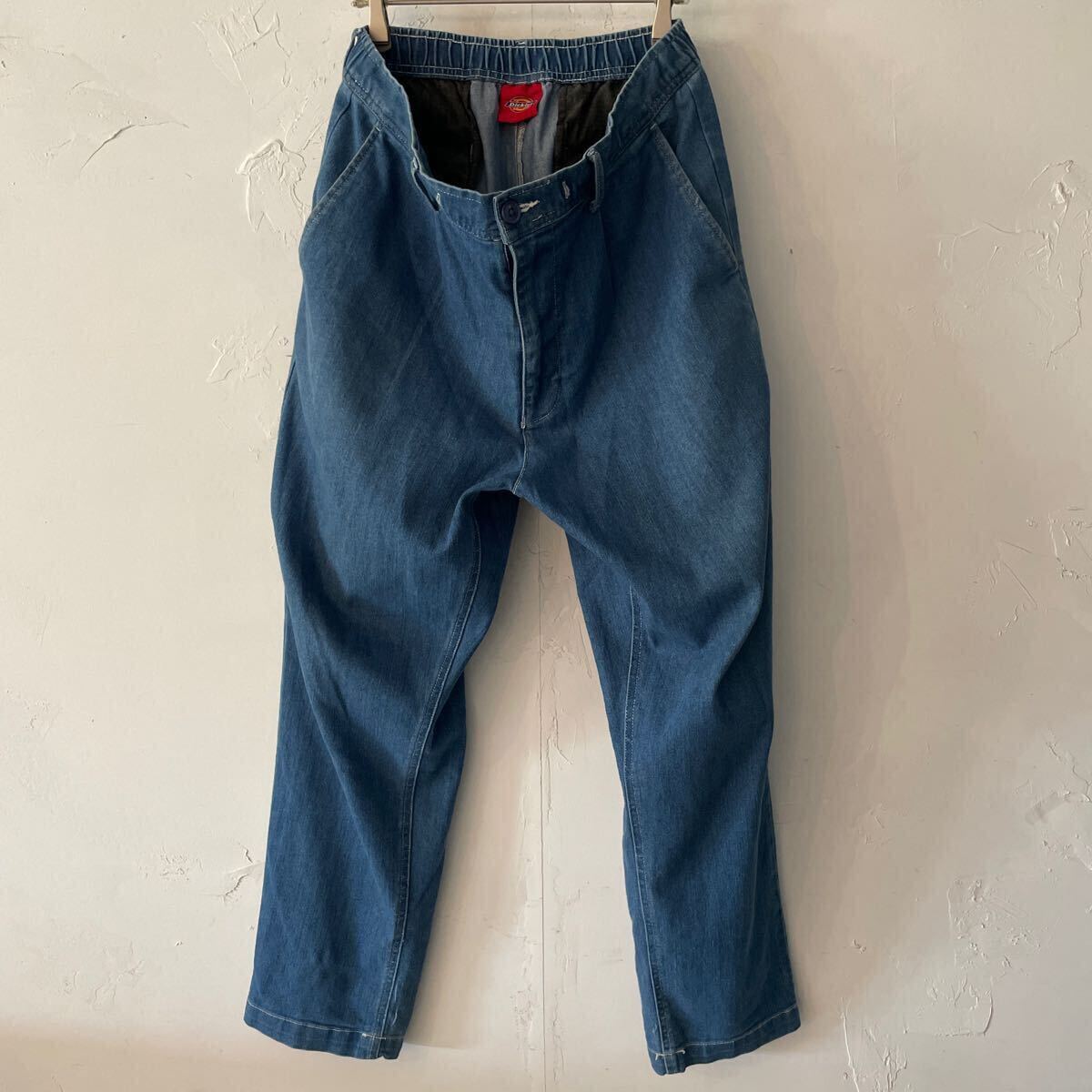 ヴィンテージ ディッキーズ デニムパンツ ワークパンツ イージーパンツ 5 ワイド テーパード ブルー メンズ古着 Dickies 拍卖