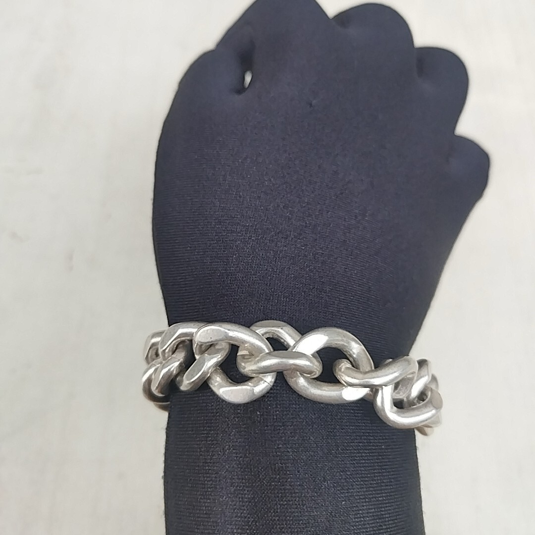 【唯一無二/超軽量】新品/Japanese Handmade Jewelry/ハンドメイド/デッドストック/アルミ×銀メッキ/喜平チェーン/デザイン/ブレスレット/拍卖