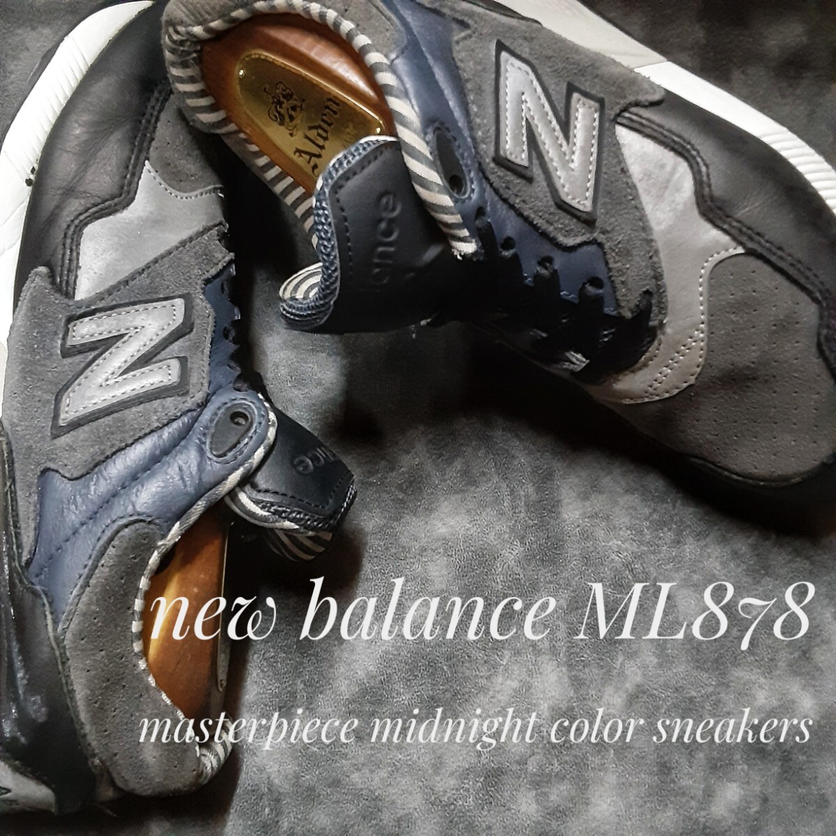 最値!定16280円!90's復刻!生産終了!コンビレザーファブリック!名作ミッドナイトカラー!ニューバランス 878 スニーカー!チャコールグレー 25拍卖