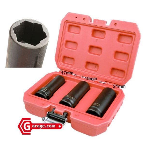 ダメージ&舐めたホイールナット用 インパクトソケットセット 17mm 19mm21mm 3本セット A141拍卖