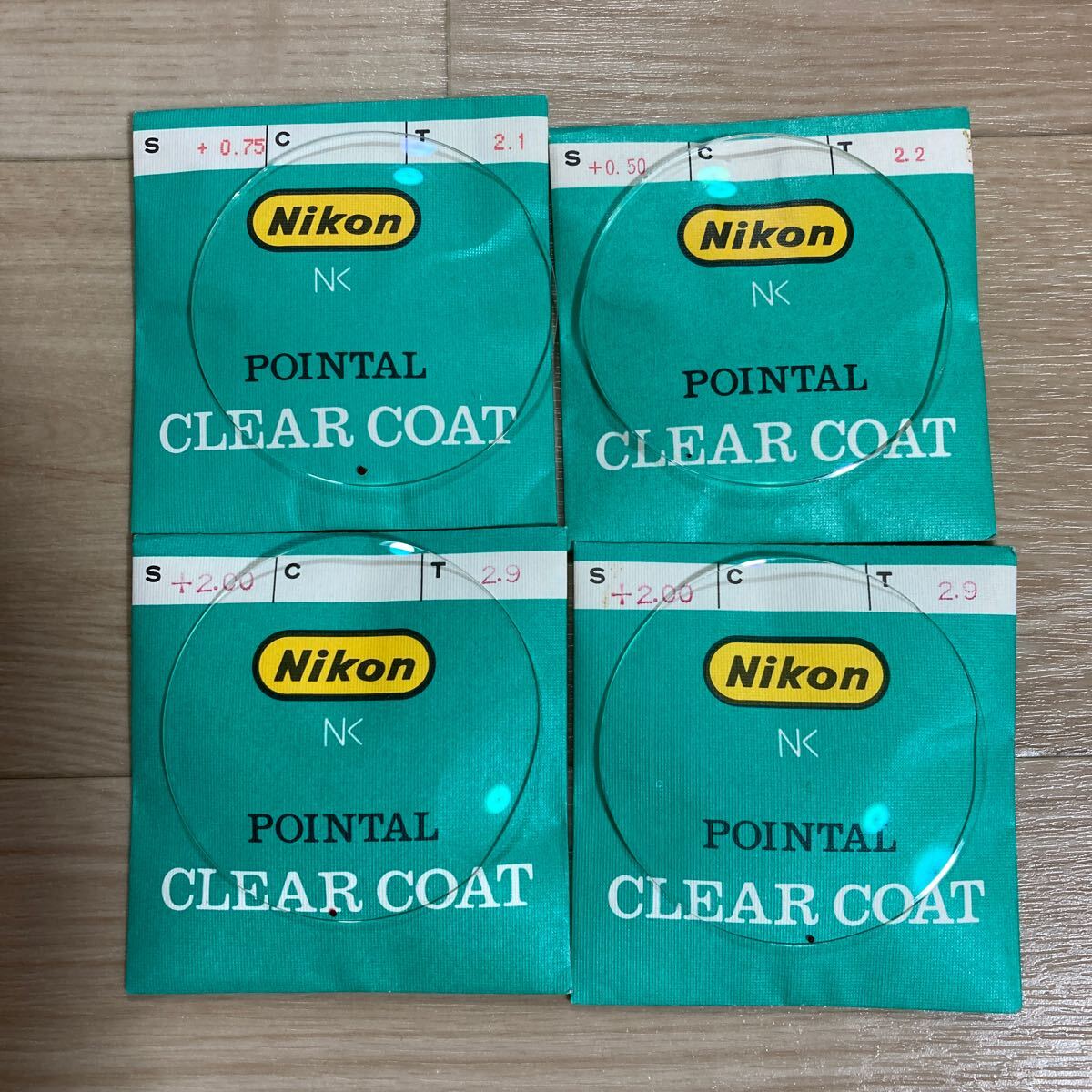n 4821 Nikon POINTAL CLEAR COAT ◆ガラスレンズ +0.5 +0.75 +2.0 4枚セット デッドストック品拍卖