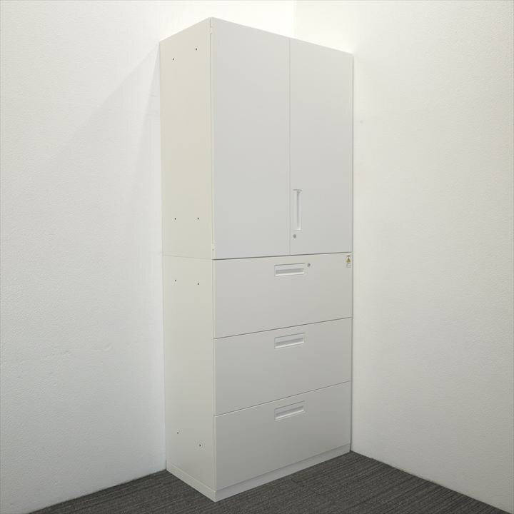 コクヨ エディア 3段ラテラル+両開き書庫 H2150 ホワイト 中古拍卖