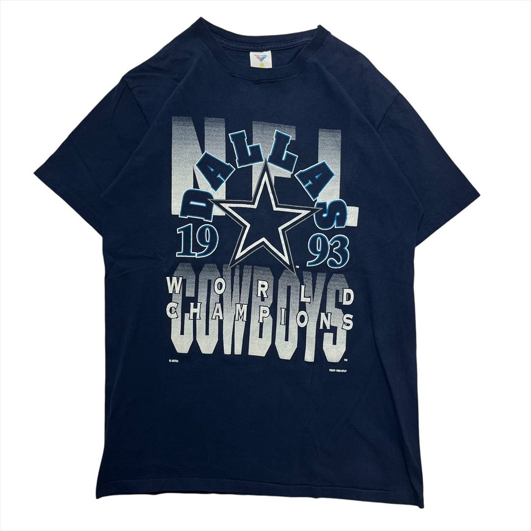 90s Vintage ARTEX NFL DALLAS COWBOYS ダラス カウボーイズ スーパーボール Tシャツ 半袖 ネイビー 古着 メンズ L USA製 ヴィンテージ拍卖