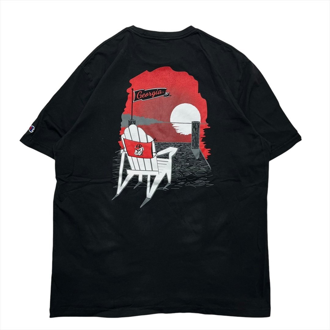 チャンピオン NCAA GEORGIA ジョージア ブルドッグス カレッジ Tシャツ 半袖 ブラック Champion 古着 メンズ XXL Vintage ヴィンテージ拍卖