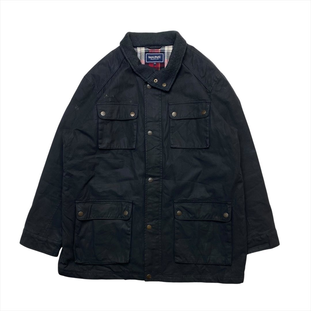 MAINE オイルド ジャケット ネイビー 古着 メンズ XXL キルティング ワックス クリーニング済み拍卖