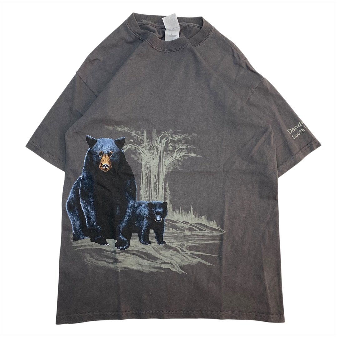90s-00s Vintage GILDAN ギルダン Bear ベア― 熊 クマ プリント Tシャツ 半袖 グレー 古着 メンズ M ヴィンテージ ビンテージ拍卖