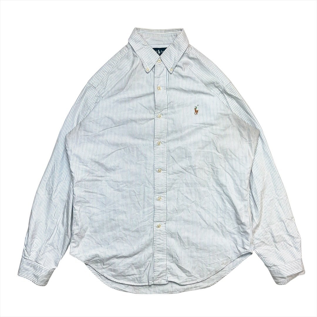 ラルフローレン ボタンダウン オックスフォード シャツ 長袖 ストライプ Ralph Lauren 古着 メンズ M BD Vintage ヴィンテージ ビンテージ拍卖