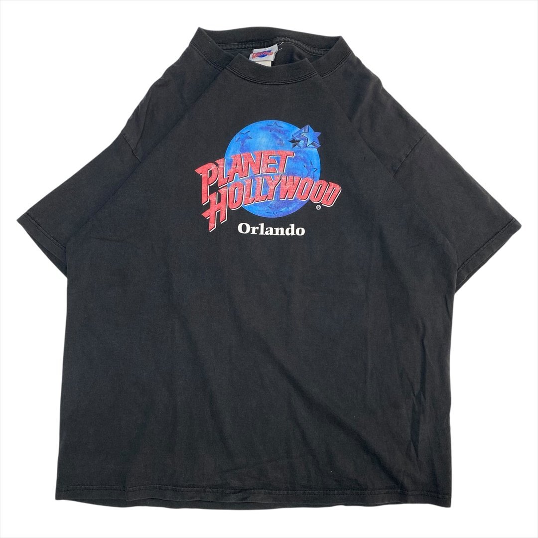 90s Vintage PLANET HOLLYWOOD Orlando ロゴ プリント Tシャツ 半袖 ブラック 古着 メンズ FREE ヴィンテージ ビンテージ拍卖