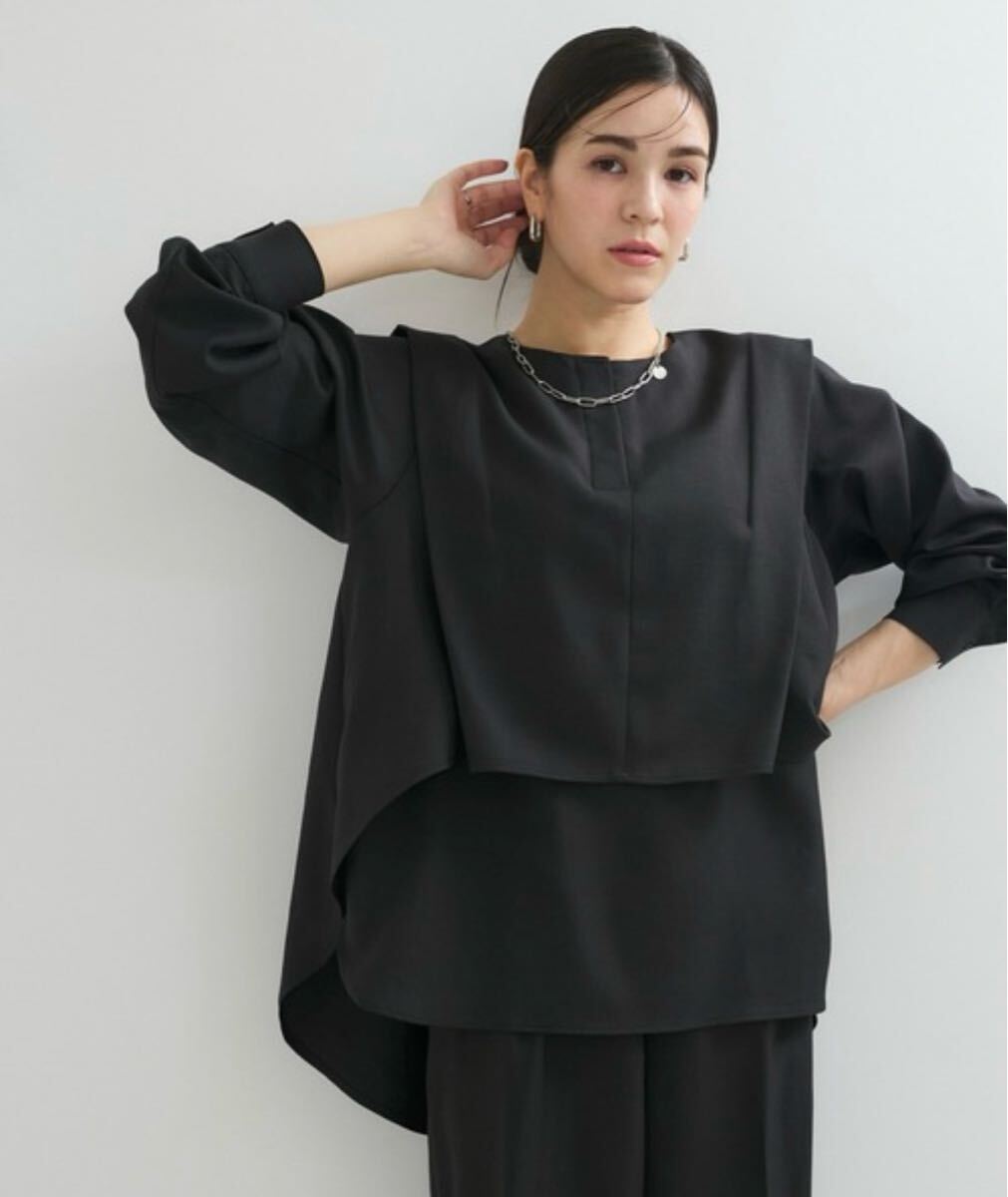 美品 ADAM ET ROPE' ブラウス シャツ 「セットアップ」ビンテージツィル2WAYヘムタックブラウス パンツセット Mサイズ相当 セレモニー 完売拍卖