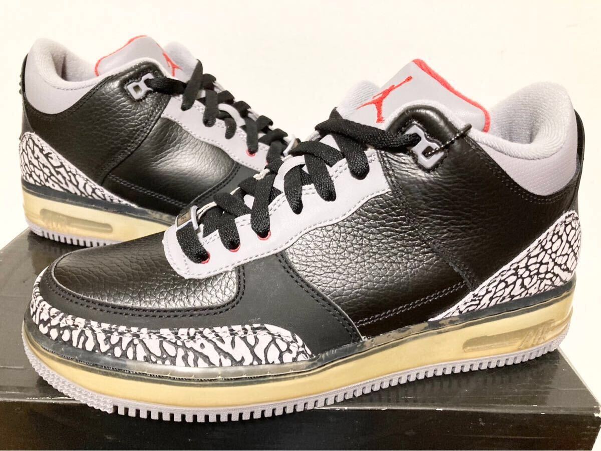 2008 NIKE AJF3 BLACK RED CEMENT AIR JORDAN FORCE FUSION ナイキ エア ジョーダン フォース ブラック レッド セメント 26cm 8 323626-061拍卖