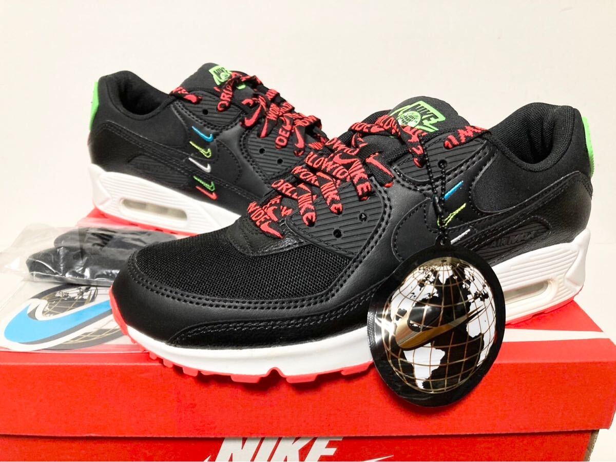 国内新品 NIKE W AIR MAX 90 WW WORLD WIDE BLACK CRIMSON ナイキ エア マックス ワールドワイド ブラック クリムゾン 25.5cm CK7069-001拍卖