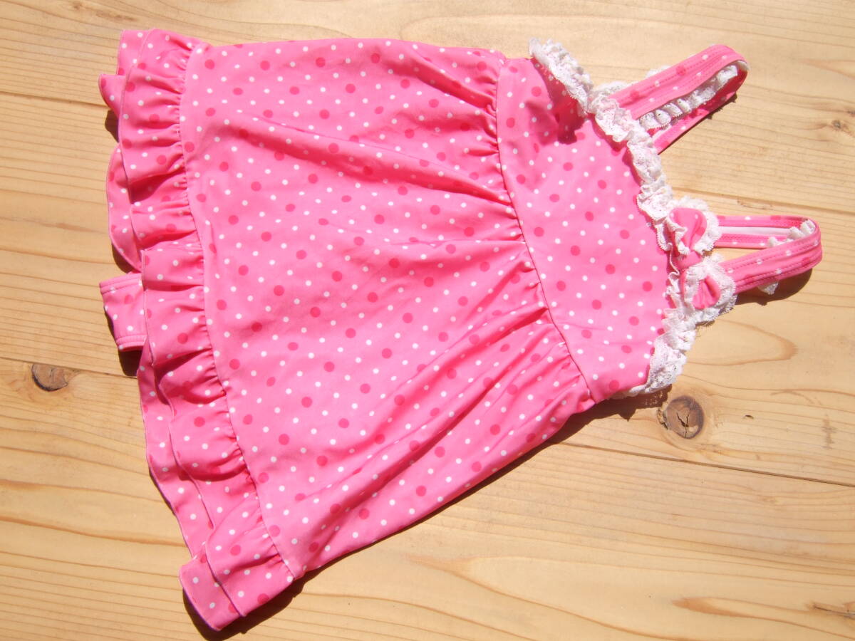 *美品!キッズ女の子水玉柄ピンクワンピース水着120センチ(24)* 拍卖