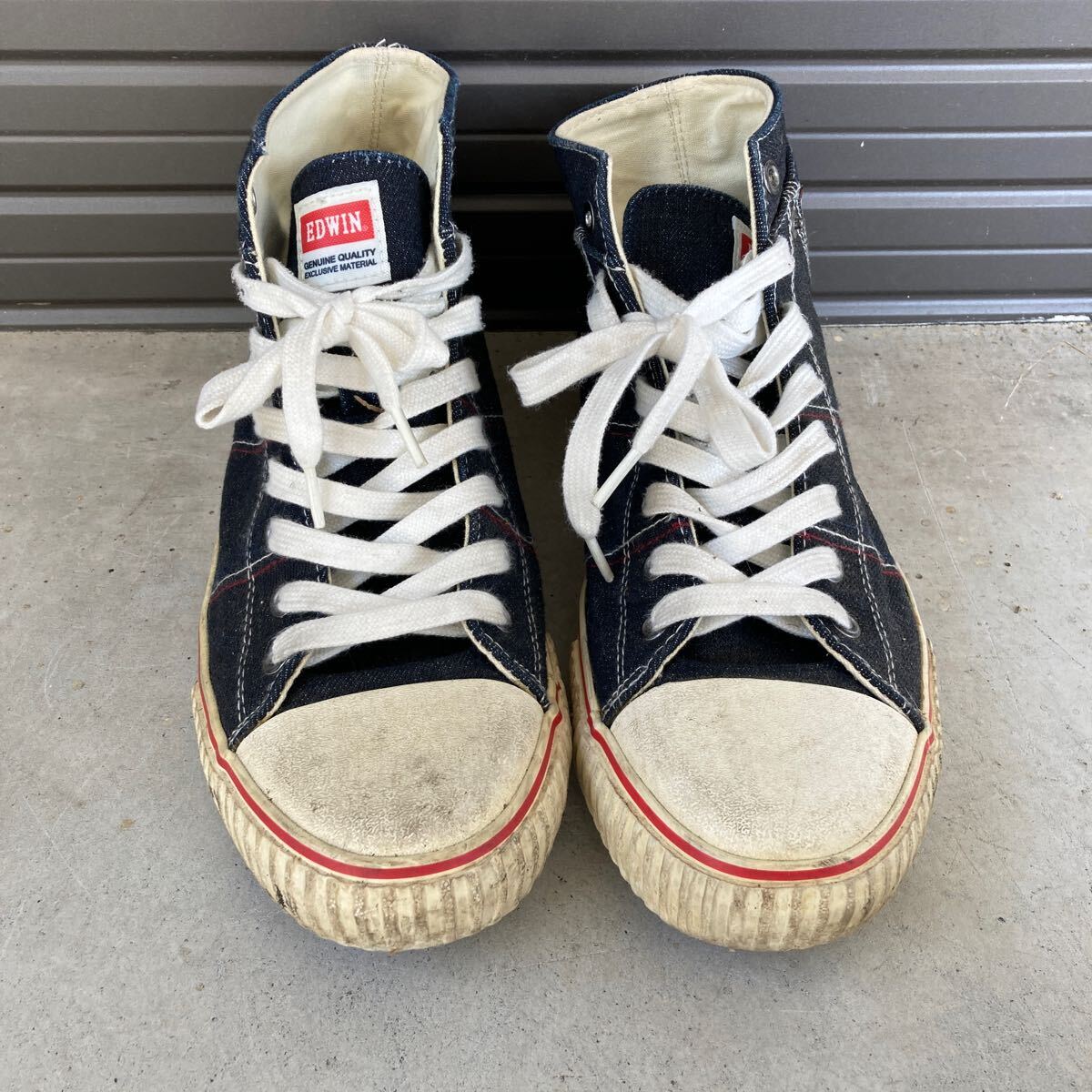 スニーカー EDWIN エドウィン ハイカット ハイカットスニーカー デニム生地 26.0㎝【U015】拍卖