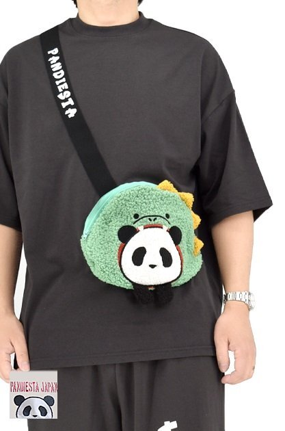 ダイナソーパンダ バッグ付きBIG Tee◆PANDIESTA JAPAN チャコールMサイズ 585754 パンディエスタジャパン 恐竜 オーバーサイズ拍卖