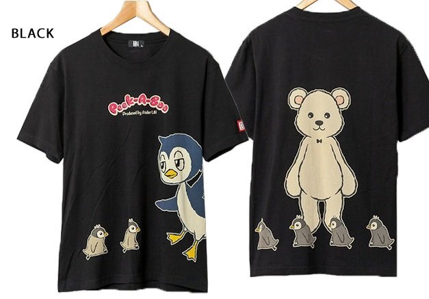 Peek-A-Boo ただいま横断中です半袖Tシャツ◆LIN ブラック Lサイズ AL-75106 ペンギン 熊 クマ ユニセックス拍卖