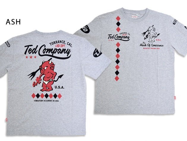 半袖Tシャツ「スタンダード・テッドマン」◆TEDMAN/テッドマン アッシュ Mサイズ(サイズ40)TDSS-570 エフ商会 efu アメカジ拍卖