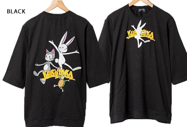 黒菟華 アン、トエ、リリ爆誕!総刺繍BIGTシャツ◆LIN ブラックXLサイズ AL-757009 兎 ウサギ ゆったりめ ユニセックス拍卖