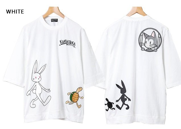黒菟華 二人は散歩中???BIGTシャツ◆LIN ホワイト Lサイズ AL-757008 兎 うさぎ ゆったりめ オーバーサイズ ユニセックス拍卖