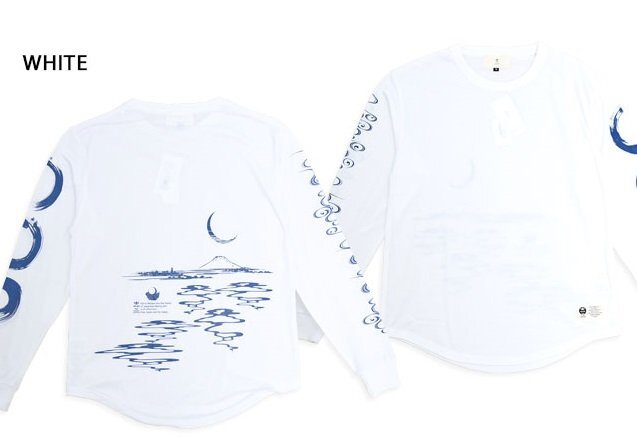 春から夏の夜まるめんロングTシャツ◆喜人 ホワイト XLサイズ KJ-52101 和柄 和風 きじん 月 長袖拍卖